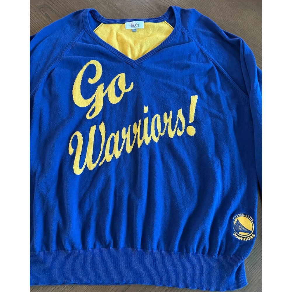 Touch‎ Alyssa Milano Golden State Warriors NBA V-Neck 2XL Blue Pullover Sweater